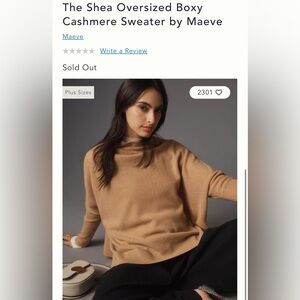Maeve Anthropologie Shea Oversized Boxy Cashmere Pullover Sweater Tan EUC XS